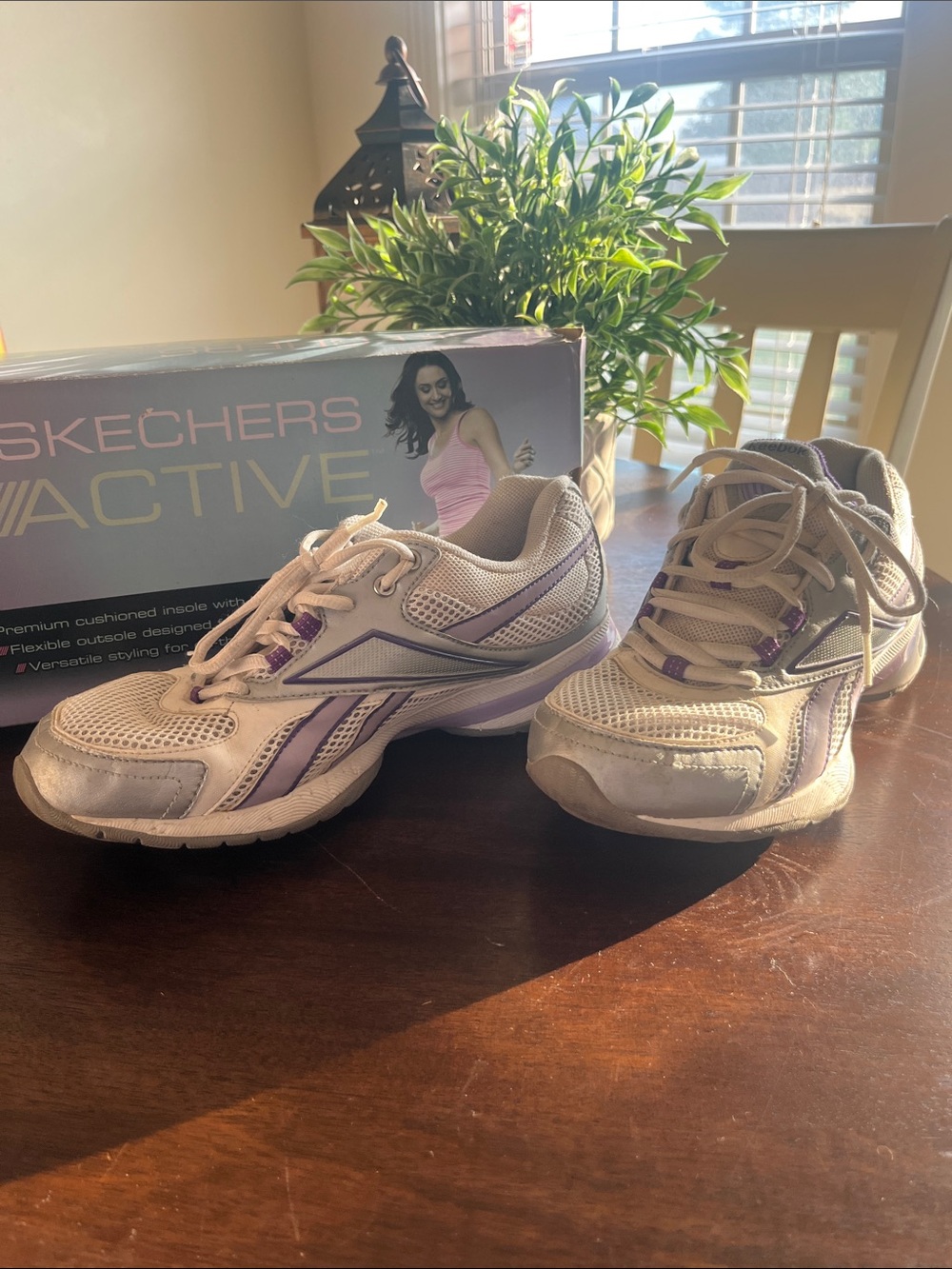 Skechers Active Women's Light Gray and Purple Walking Shoes